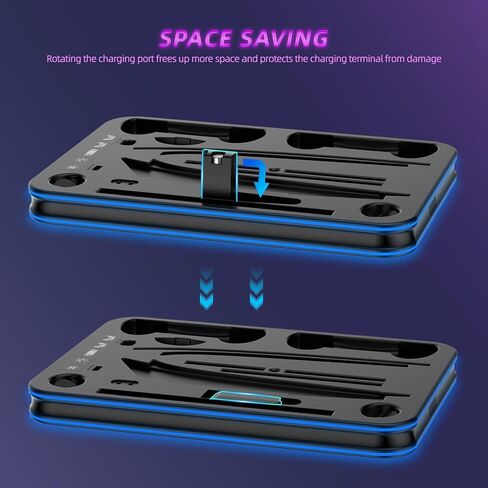قاعدة تبريد SOTY PS5/Pro/Slim مع مصابيح RGB وشاحن بوابة PS، وقاعدة شحن وحدة تحكم PS5&Edge؛ محطة تبريد؛ محطة شحن وحدة التحكم؛ مجموعة ملحقات PS5/Slim/Pro؛ حامل سماعة الرأس، وحدة تخزين للتحكم عن بعد؛ أسود in Kuwait