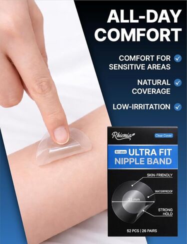 Ultra-Fit Men Nipple Covers, 0.1mm Thin Silicone Nipple Tape for Running & Workout, Waterproof Anti-Chafing, 52 Count in Saudi Arabia