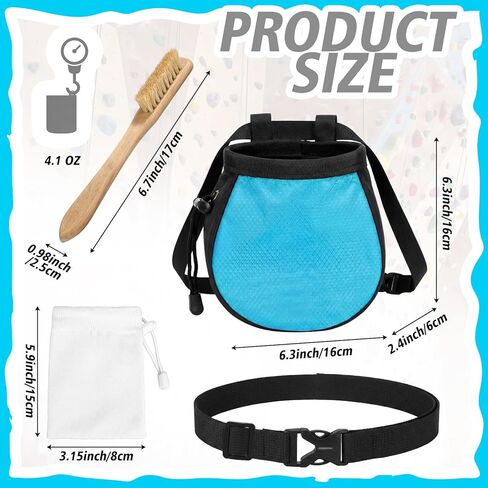 Shappy Climbing Chalk Bag Set Includes Chalk Bag, Brush and Ball Pouch with Adjustable Belt Waterproof Rock Equipment for Climbing, Gymnastics, Weight Lifting, Bouldering and More in Saudi Arabia