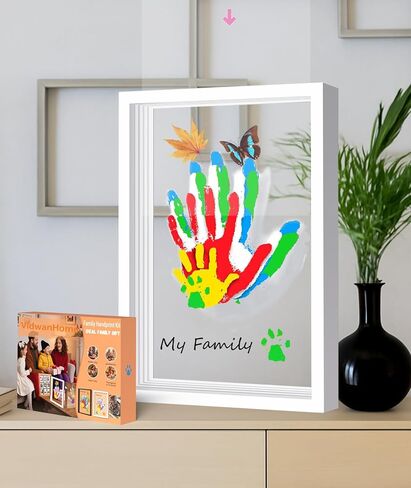 Vidwanhome White Family Handprint Kit - إطار ذي تذكار Craft Craft ، ومجموعات طباعة يدوية الطفل ، وهدايا عائلية للأم الجديدة ، والآباء الجدد ، والأجداد ، عيد الأب ، عيد الأم ، الذكرى السنوية (أبيض) in Saudi Arabia