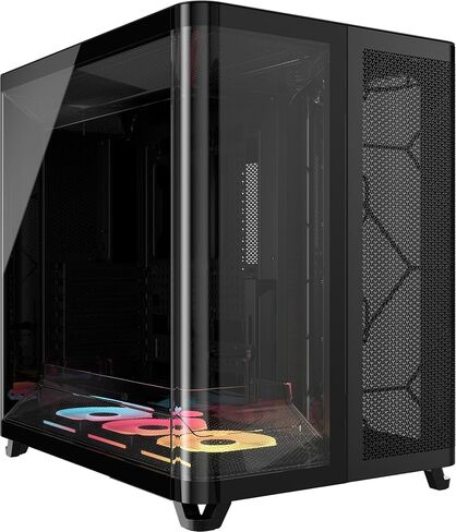 CORSAIR AIR 5400 LX-R RGB iCUE Link Triple-Chamber Mid-Tower Panoramic PC Case – 3X Pre-Installed Reverse-Rotor LX-R RGB Fans, Low-Noise, High Airflow Ducts, Reverse Motherboard Support – Black in Saudi Arabia
