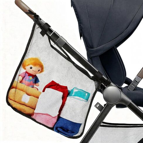 Thinp Stroller Sling Side Bag, Universal Stroller Organizer Cargo Net Strollers Caddy Mesh Storage Bag Strollers Accessories Fits for Nuna, Uppababy, Minu, Butterfly (Black) in Saudi Arabia