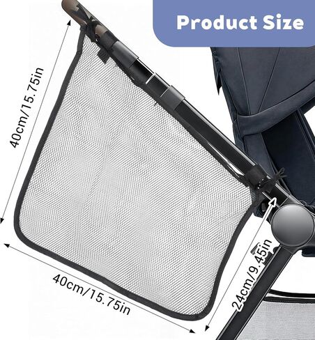 Thinp Stroller Sling Side Bag, Universal Stroller Organizer Cargo Net Strollers Caddy Mesh Storage Bag Strollers Accessories Fits for Nuna, Uppababy, Minu, Butterfly (Black) in Saudi Arabia