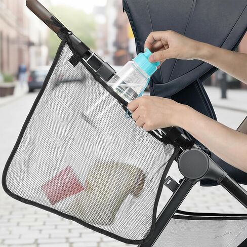 Thinp Stroller Sling Side Bag, Universal Stroller Organizer Cargo Net Strollers Caddy Mesh Storage Bag Strollers Accessories Fits for Nuna, Uppababy, Minu, Butterfly (Black) in Saudi Arabia