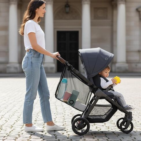 Thinp Stroller Sling Side Bag, Universal Stroller Organizer Cargo Net Strollers Caddy Mesh Storage Bag Strollers Accessories Fits for Nuna, Uppababy, Minu, Butterfly (Black) in Saudi Arabia