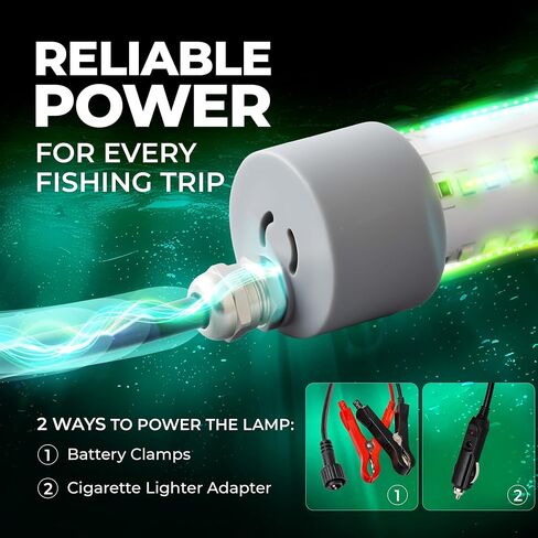ضوء الصيد تحت الماء فوكسيلي - 3900 لومن DC12V 30 وات غاطس IP68 مقاوم للماء ضوء الصيد الأخضر جذاب مع كابل 33 قدم ومشابك بطارية للكرابي والحبار الليلي in Saudi Arabia