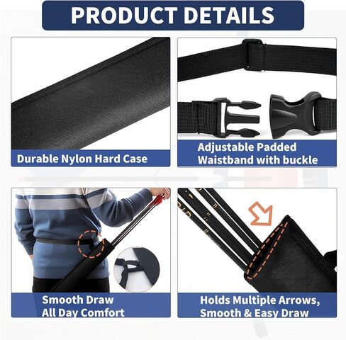 Hard Case Hip Quiver with Adjustable Belt,Wear-Resistant Arrow Quiver for Compound Bow,Quiver Arrow Holder for Archery, Hunting Lightweight Archery Quiver in Kuwait