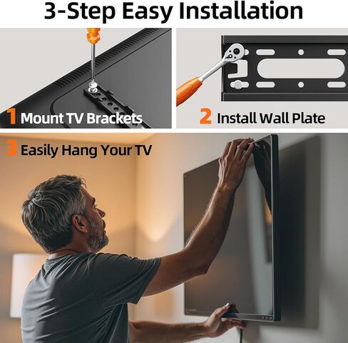 IWOBOARD 32 40 42 inch Fixed TV Monitor Wall Mount for LED LCD TVs & Monitor, Low Profile Small RV TV Mount, Easy Slim Flat Wall Bracket, Max VESA 200x200mm, 66lbs, Single Stud, Fit 19 24 42 inch in Saudi Arabia