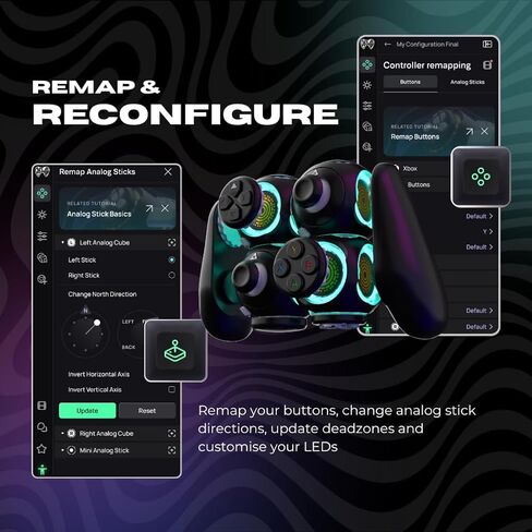 مجموعة أدوات التحكم ByoWave Proteus - وحدة تحكم الألعاب المعيارية مع أكثر من 15 جزءًا قابلاً للتبديل وإعادة رسم الخرائط المخصصة وإضاءة LED - تعمل مع أجهزة الكمبيوتر الشخصية وSteam Deck وXbox Series X|S - إصدار محدود من مجموعة Lithos in Saudi Arabia
