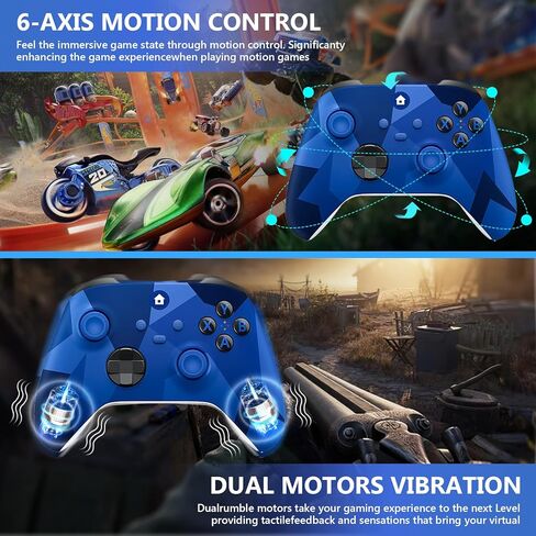 وحدة تحكم Xnmbbyzl Xbox One، وحدة تحكم لاسلكية متوافقة مع Xbox One/One S/One X/One Series X/S/PC، مع مقبس صوت 3.5 ملم، مع محول لاسلكي 2.4 جيجا هرتز، أزرق مموه in Saudi Arabia