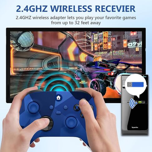 وحدة تحكم Xnmbbyzl Xbox One، وحدة تحكم لاسلكية متوافقة مع Xbox One/One S/One X/One Series X/S/PC، مع مقبس صوت 3.5 ملم، مع محول لاسلكي 2.4 جيجا هرتز، أزرق مموه in Saudi Arabia