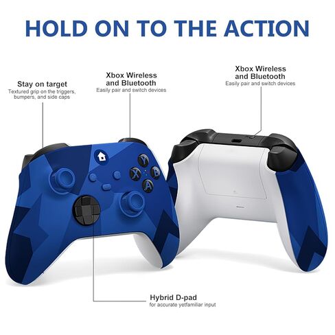 وحدة تحكم Xnmbbyzl Xbox One، وحدة تحكم لاسلكية متوافقة مع Xbox One/One S/One X/One Series X/S/PC، مع مقبس صوت 3.5 ملم، مع محول لاسلكي 2.4 جيجا هرتز، أزرق مموه in Saudi Arabia