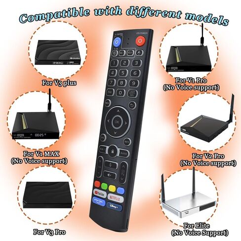 جهاز تحكم عن بعد صوتي بإضاءة خلفية V3 Pro متوافق مع جهاز التحكم عن بعد vSeeBox V1 Pro/V1 Max/Elite/Max/ V2 Pro / V3 Pro / V3 Plus / V5 Pro، مع موصل ثابت، أربعة مفاتيح وظائف سريعة in Kuwait