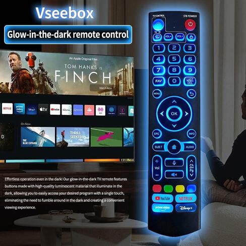 جهاز تحكم عن بعد صوتي بإضاءة خلفية V3 Pro متوافق مع جهاز التحكم عن بعد vSeeBox V1 Pro/V1 Max/Elite/Max/ V2 Pro / V3 Pro / V3 Plus / V5 Pro، مع موصل ثابت، أربعة مفاتيح وظائف سريعة in Kuwait