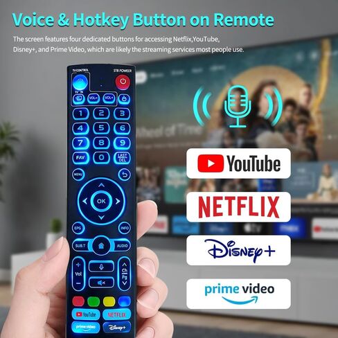 جهاز تحكم عن بعد صوتي بإضاءة خلفية V3 Pro متوافق مع جهاز التحكم عن بعد vSeeBox V1 Pro/V1 Max/Elite/Max/ V2 Pro / V3 Pro / V3 Plus / V5 Pro، مع موصل ثابت، أربعة مفاتيح وظائف سريعة in Kuwait