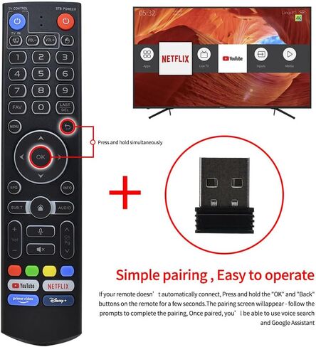 جهاز تحكم عن بعد صوتي بإضاءة خلفية V3 Pro متوافق مع جهاز التحكم عن بعد vSeeBox V1 Pro/V1 Max/Elite/Max/ V2 Pro / V3 Pro / V3 Plus / V5 Pro، مع موصل ثابت، أربعة مفاتيح وظائف سريعة in Kuwait
