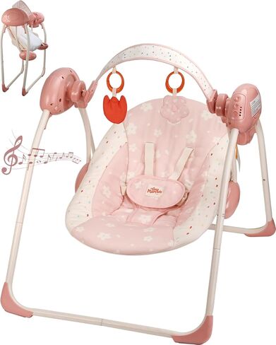 تقلبات الأطفال للرضع ، والأرجوحة الصغيرة المحمولة مع السرعة القابلة للتكيف ، والموسيقى ، والبار القابلة للإزالة ، وألعاب أرجوحة للرضع قابلة للطي للاستخدام الداخلي والخارجي ، من 0 إلى 9 أشهر in Kuwait