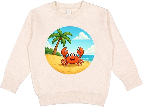 inktastic Cute Beach Crab with Palm Tree Toddler Sweatshirt in Saudi Arabia