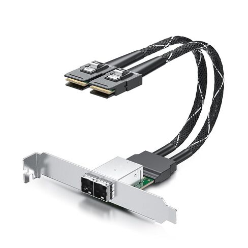 محول 10Gtek SFF-8088 إلى SFF-8087 Dual Mini SAS، مع حامل جانبي منخفض وكامل الارتفاع in Saudi Arabia