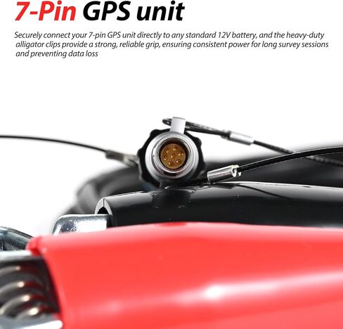 12V Power Cable Compatible with Trimble 4700 4800 5700 5800 R6 R7 R8 R10 GPS RTK GNSS Receiver, 7 Pin to Alligator Clips, 46125-20 in Kuwait