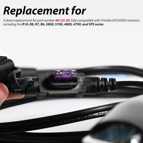 12V Power Cable Compatible with Trimble 4700 4800 5700 5800 R6 R7 R8 R10 GPS RTK GNSS Receiver, 7 Pin to Alligator Clips, 46125-20 in Kuwait