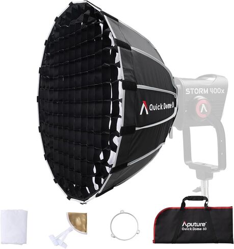 Aputure Light Dome Quick Dome 60 Softbox، 60 سم (2 قدم) حامل بوينز دائري مع تصميم سريع التحرير، يشمل الانتشار، شبكة التحكم في الضوء، وحقيبة حمل لمصباح فيديو LED in Kuwait