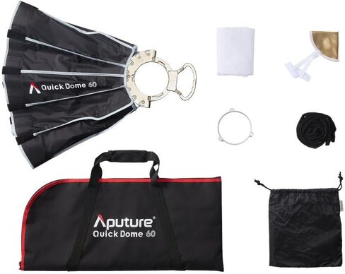 Aputure Light Dome Quick Dome 60 Softbox، 60 سم (2 قدم) حامل بوينز دائري مع تصميم سريع التحرير، يشمل الانتشار، شبكة التحكم في الضوء، وحقيبة حمل لمصباح فيديو LED in Kuwait