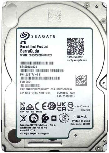 محرك الأقراص الصلبة الداخلي Seagate BarraCuda 4 تيرابايت SATA 6 جيجابايت/ثانية 128 ميجابايت كاش 2.5 بوصة 15 مم (ST4000LM024) (متجدد)، قرص صلب ميكانيكي in Saudi Arabia
