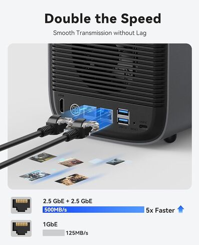 تخزين ORICO HS500 NAS، ألبوم AI وجهاز افتراضي، إعداد RAID مرن، فتحة 5* HDD، 2 * M.2 NVMe SSD Slot، 2*2.5 GbE، 4K HDMl، تخزين متصل بالشبكة (بدون أقراص) in Kuwait
