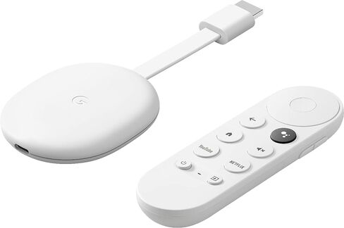 Google Chromecast with Google TV - Streaming Entertainment with Voice Search - Watch Movies, Shows, and Live TV in 4K HDR Streaming Media Player - Includes Pouch and Cleaning Cloth - Snow in Saudi Arabia