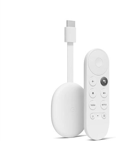 Google Chromecast with Google TV - Streaming Entertainment with Voice Search - Watch Movies, Shows, and Live TV in 4K HDR Streaming Media Player - Includes Pouch and Cleaning Cloth - Snow in Saudi Arabia