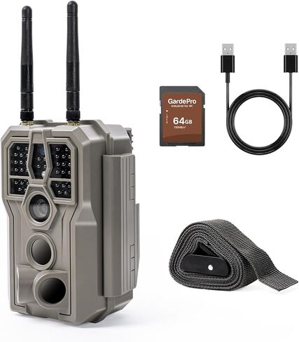 GardePro E8 2.0 Pro WiFi Trail Camera 4K with 64GB SD Card & 7800mAh Battery, Dual Antennas, Night Vision, App Control, Waterproof Game Camera for Wildlife or Property in Saudi Arabia