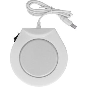 قابس USB في وسادة السخان، حصيرة أكواب مفرغة، مفرش أكواب دافئ للمكتب والقهوة والحليب، يحافظ على المشروبات دافئة، محمولة تعمل بمنفذ USB، سخان القهوة والشاي والحليب للمنزل والمكتب والسفر باللون الأبيض in Kuwait