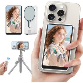 Vlog Selfie Monitor Screen, Back Camera Monitor Screen for iPhone, Wireless Magnetic Phone screen mirroring with Bluetooth Remote Speaker for YouTube Live Stream TikTok, Compatible with iPhone Android in Kuwait