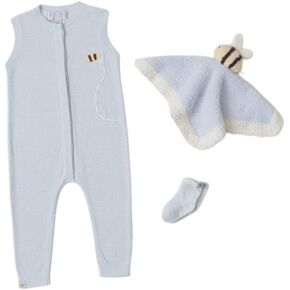 مجموعة ملابس الأطفال من Barefoot Dreams® CozyChic Ultra Lite® Baby Bee، باللون الأزرق، 3-6 أشهر in Kuwait