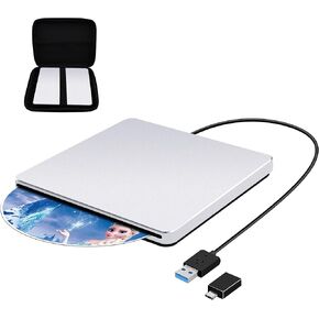 محرك أقراص DVD خارجي من Guamar: مشغل أقراص DVD USB-C محمول لأجهزة الكمبيوتر المحمول وأجهزة الكمبيوتر المحمول وأجهزة MacBook Mac Windows 11/10 مع فتحة SD/TF/2 منافذ USB للتوصيل والتشغيل (أسود) in Kuwait