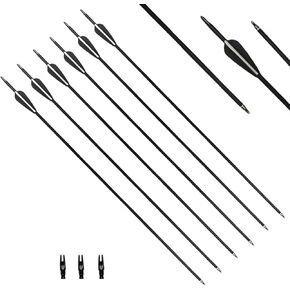 31.5Inch Carbon Arrow Targeting Practice Hunting Arrows Spine 400 for Compound & Recurve & English Long Bow with Removable Tips (Pack of 12) in Saudi Arabia