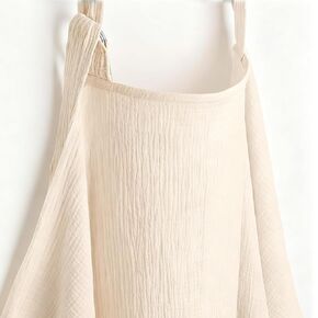 غطاء رضاعة من الموسلين بنسبة 100% - غطاء ناعم ومسامي للرضاعة الطبيعية مع خط عنق مقوس وحزام رقبة قابل للتعديل، تصميم محمول خفيف الوزن للخصوصية، عاجي in Kuwait