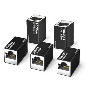 Dacrown RJ45 Ethernet Coupler 10Gbps, 5Pack Extender Adapter, Black | Female to Female Adapter For Cat8 Cat7 Cat6 Cat5 Cat5e Cables, Shielded Aluminum Alloy, Long Distance 328ft Network Connector in Saudi Arabia