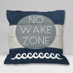 غطاء وسادة ناعم للحضانة من Burosev No Wake Zone، غطاء وسادة مزخرف بإقتباس البحيرة الساحلية، ديكورات ديكور منزل بحيرة الحضانة البحرية للمنزل وغرفة النوم والأريكة وغرفة الأطفال (18 × 18 بوصة) in Kuwait