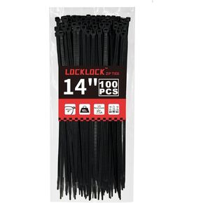 أربطة بسحاب 14 بوصة (100 حزمة)، 60 رطل، أربطة سلكية سوداء شديدة التحمل، أربطة كابل مقاومة للأشعة فوق البنفسجية للاستخدام الداخلي والخارجي، لوكلوك in Kuwait