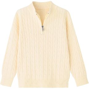 ACESTAR Toddler Boys Girls Quarter-Zip Sweater Cable Knit Pullover Long Sleeve Kids Fall Winter Knitwear Top in Kuwait