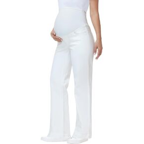 Women's Maternity Jeans Wide Leg Pants | Stretchy Denim Fabric, Loose Fit, High Waisted Maternity Straight Leg Jeans, Comfy Pregnancy Pants in Kuwait