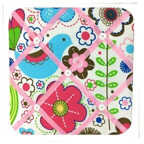 Bacati Botanical Girls Fabric Memory Photo Bulletin Board, Pink in Kuwait