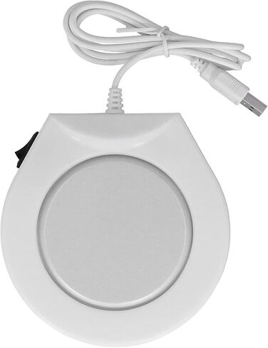 قابس USB في وسادة السخان، حصيرة أكواب مفرغة، مفرش أكواب دافئ للمكتب والقهوة والحليب، يحافظ على المشروبات دافئة، محمولة تعمل بمنفذ USB، سخان القهوة والشاي والحليب للمنزل والمكتب والسفر باللون الأبيض in Kuwait