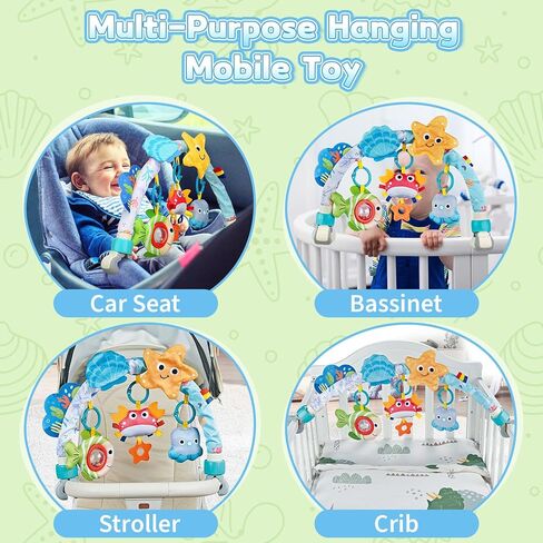Baby Mobile for Crib, Stroller Crib Mobiles, Car Seat Arch Arm Toys Hanging Bar Attachments for Infants 0-6 6-12 Months, Bassinets Nursery Portable Mobile Pack and Play Boys Girls Clip On in Saudi Arabia
