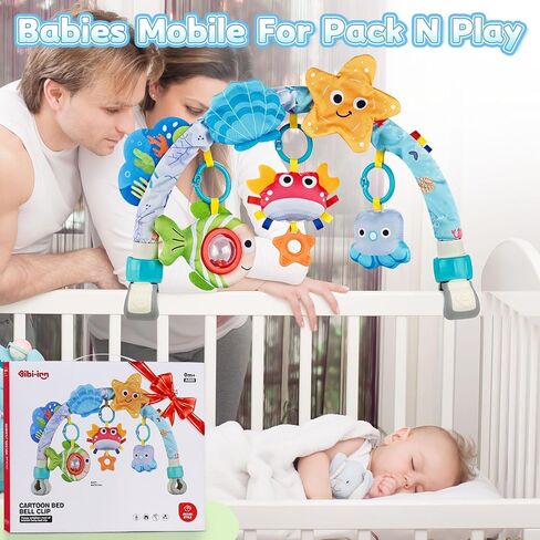 Baby Mobile for Crib, Stroller Crib Mobiles, Car Seat Arch Arm Toys Hanging Bar Attachments for Infants 0-6 6-12 Months, Bassinets Nursery Portable Mobile Pack and Play Boys Girls Clip On in Saudi Arabia
