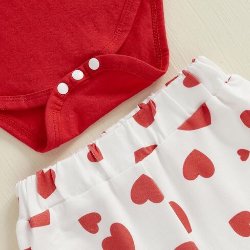 Murnouche Newborn Baby Girl Valentines Outfit Long Sleeve Romper Heart Pants Headband in Saudi Arabia