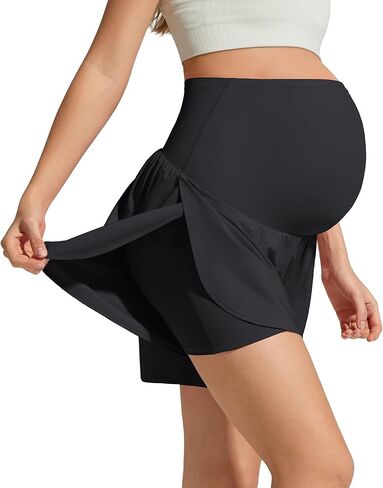 G4Free Chillwhisp Maternity Flowy Shorts for Women Pregnancy Skort with Pocket Built-in Brief Liner in Saudi Arabia