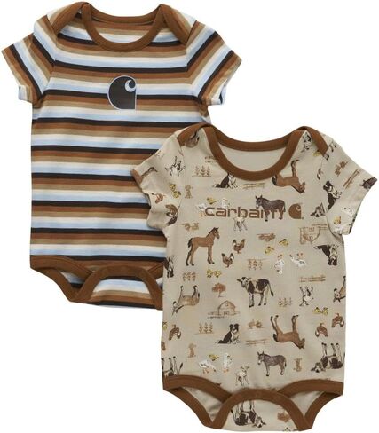 طقم بدلة المزرعة بأكمام قصيرة للأطفال من Carhartt CG8905 - للأولاد - 24 شهرًا - رملي in Saudi Arabia
